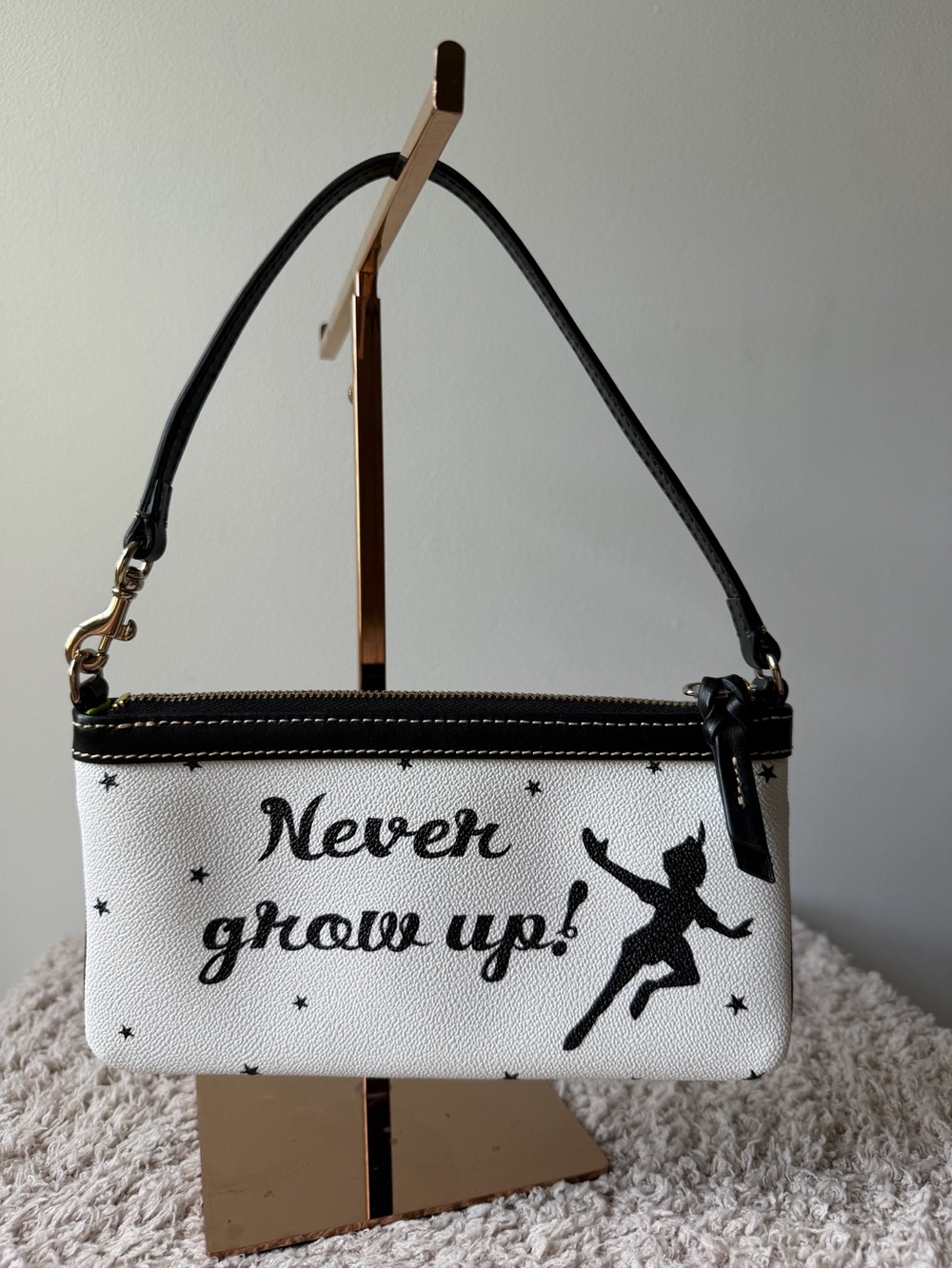 Dooney & Bourke White and Black 'Never Grow Up' Wristlet